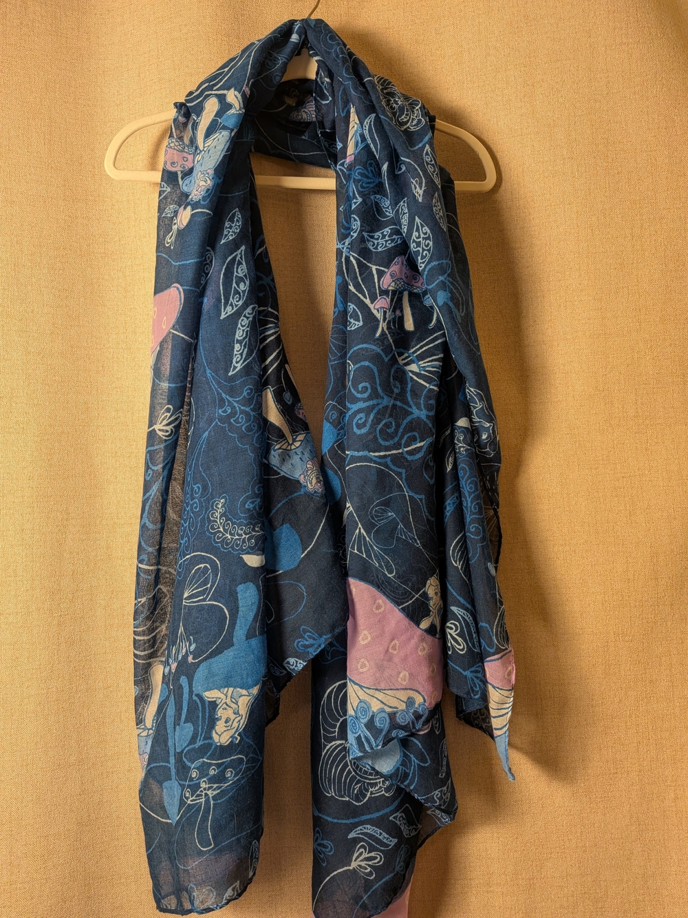 Disney Alice in Wonderland Cheshire Cat Sheer Navy Blue Scarf Wrap Shawl